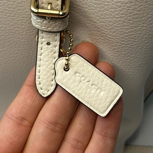 Coach Mollie tote bag 25 chalk light saddle pebbled leather c4084 - Picture 8 of 15